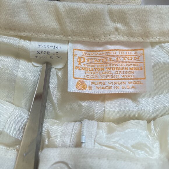 VTG Pendleton Womens Wool Pants Size 10 Cream Butter Yellow Trouser Preppy READ - Picture 3 of 10